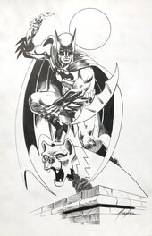 Mike Grell - Batman on Gargoyle - Illustration originale