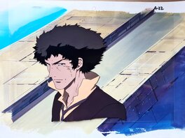 Cowboy Bebop Spike Spiegel cellulo de production sur fond originaux (Sunrise, 1998- 1999)