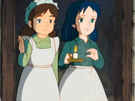 Princess Sarah, Sarah Crewe et Marie, cellulo de production et fond (Nippon Animation Aniplex, 1985)