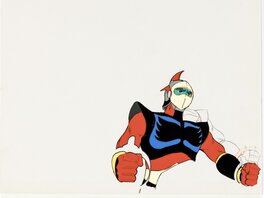 Goldorak, Actarus poings fermés, cellulo et doga de production originaux (Toei Animation, 1975-1977)