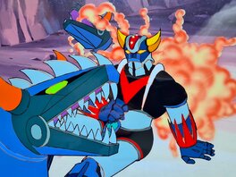 Goldorak Goldorak et le golgoth Goru Goru, cellulo et fond de production originaux, (Toei Animation, 1975-1977)