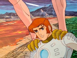 Tomoharu Katsumata - Capitaine Flam, Curtis Newton, cellulo original encre et gouache avec décor original à la gouache (Toei animation, 1978-1979) - Œuvre originale