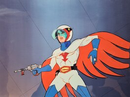 Gatchaman/La bataille des planètes, Ken/Marc, cellulo de production et fond originaux (Tatsunoko Productions, 1972-1974)