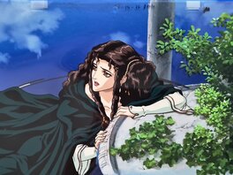 Yoshiaki Kawajiri - Vampire Hunter D Bloodlust Charlotte et feuillages cellulo et fond (Madhouse, 2000) - Original art