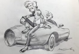 Jose Luis Munuera - Spirou, Fantasio et Turbo Rhino 1 (Robbedoes en Kwabbernoot) - Illustration originale