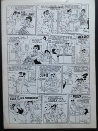 Claude Marin - Marin Mireille a l'école planche originale 10 , Dessin encre de chine + Couleur au dos . Éo Mireille Année 50 . - Comic Strip