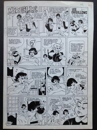 Claude Marin - Marin Mireille a l'école planche originale 11 , Dessin encre de chine + Couleur au dos . Éo Mireille Année 50 . - Comic Strip