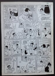 Claude Marin - Marin Mireille a l'école planche originale 12 , Dessin encre de chine + Couleur au dos . Éo Mireille Année 50 . - Comic Strip