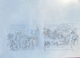 Olivier Pâques - Olivier Pâques, demi-planche préparatoire à la planche N°62, "Le Diffamé". - Œuvre originale