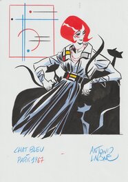 Antonio Lapone - Chat bleu - Paris 1967 - Original Illustration