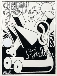Killoffer - Etiquette de vin - Château Gloria - Illustration originale
