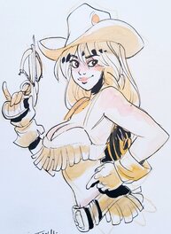 Alessandro Barbucci - Fourmille - cowgirl - Illustration originale