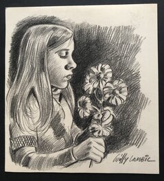 Willy Lambil - Jeune fille aux fleurs - Illustration originale. - Original Illustration