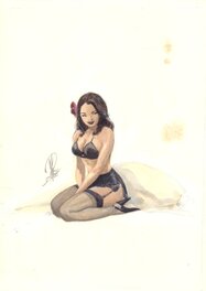Alberto Varanda - Pin-Up Fleur dans les cheveux - Original Illustration