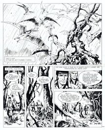 Planche originale - 1975 - Bob Morane : le Temple des Dinosaures