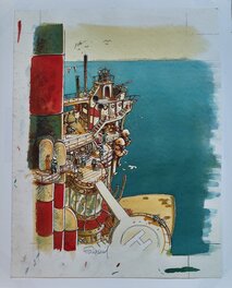 Xavier Fourquemin - Illustration pour Carte Postale Festival Quai des Bulles Saint-Malo 2003 - Illustration originale