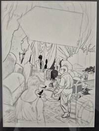 Frank Le Gall - Théodore Poussin, recherche de couverture encrée (publiée) - Couverture originale