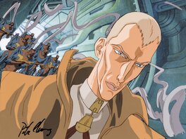 Peter Chung - Aeon Flux Trevor Goodchild et soldats Breen, groupe de 3, cellulos et dessin d'animation signés par P. Chung - Original art