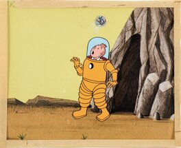 Hergé - The Adventures of Tintin Objective Moon, Tintin, cellulo, fond (Larry Harmon Pictures, 1959) - Original art