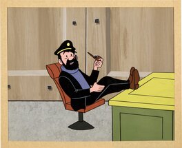Hergé - Les aventures de Tintin, Objectif lune, Capitaine Haddock, cellulo, fond (Larry Harmon Pictures, 1959) - Original art