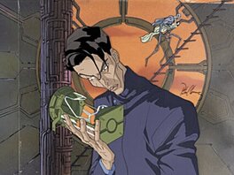 Peter Chung - Mtv Loaded Production Cel Setup Signed by Peter Chung with 22  x 10 inc. Pan Key Master Background (MTV Animation, 1996) - Original art