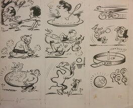 René Pellos - Dessins de Pellos pour le magazine Record - Planche originale