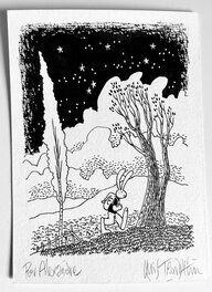 Lewis Trondheim - Lapinot fait un trek de nuit - Illustration originale
