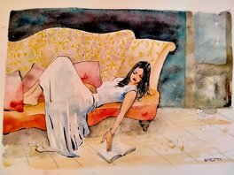 Davide Garota - La lectrice - Illustration originale