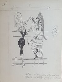Albert Georges Badert - Dessin Badert paru dans Ici Paris - Illustration originale