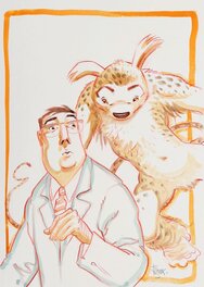 Frank Pé - La Bete (Marsupilami) et Andre Franquin - Illustration originale