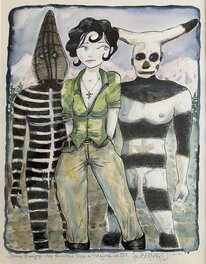 Illustration originale "Jeanne Picquigny chez les Indiens Onas de Patagonie en 1931"