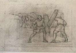 Christian Jegou, illustration originale, légionnaires romains-entrainement.