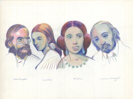 Milton Glaser - La Traviata, quatre personnages - Original Illustration
