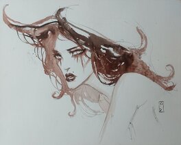 Olivier Ledroit - Belle et triste - Illustration originale