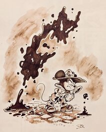 Bastien Quignon - Quignon, illustration Mickey détective et le fantôme noir, 2024. - Original Illustration