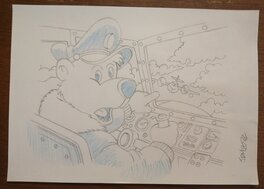 Olivier Fiquet - Baloo rencontre Taupe Gun - Illustration originale