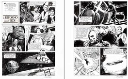 Alarico Gattia - Gattia, Star Wars, il ritorno dello Jedi, Diptyque planches n°1&2, il giornalino, 1995 - Planche originale