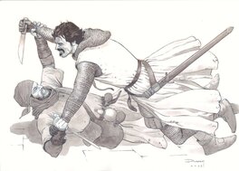 Drazen Kovacevic - La Croix Sanglante - "Martin fight" - Original Illustration