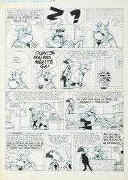 Didier Chardez - Planche originale n°5 de l'histoire de Digé, "Le feignant" publiée dans le journal Tintin vers 1985. - Planche originale