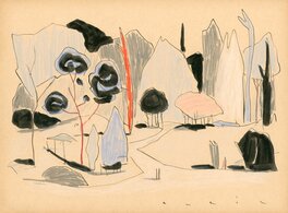François Avril - Jardin - Illustration originale