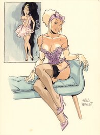 Félix Meynet - Mirabelle en lingerie mauve - Original Illustration
