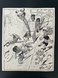 René Pellos "Bernard Hinault" Dessin Original circa Parution Mirroir Sprint 1965
