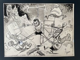 René Pellos "Mirroir du cyclisme" Dessin Original circa 1966