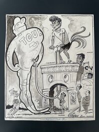 René Pellos "Mirroir du Cyclisme" Dessin Original CIRCA 1969