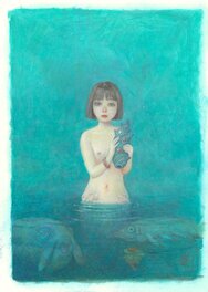 Midori Aozora - Mermaid Girl | Cover by Midori Aozora a.k.a. The Seiji | Shobunkan 1992 - Illustration originale