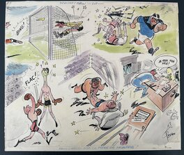 René Pellos - René Pellos "Journal Le Hérisson"  Illustration Presse CIRCA 1960 - Comic Strip