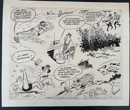 René Pellos - René Pellos "Journal Le Hérisson"  Illustration Presse CIRCA 1960 - Comic Strip
