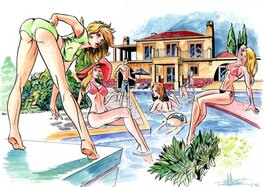 Pascal Pelletier - Pin up piscine - Illustration originale