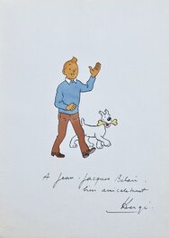Hergé - Tintin et Milou en couleur offert à Jean-Jacques Bélair - Illustration originale