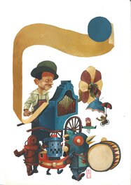 Alexis Horellou - Alexis Horellou - orgue de barbarie - Original Illustration